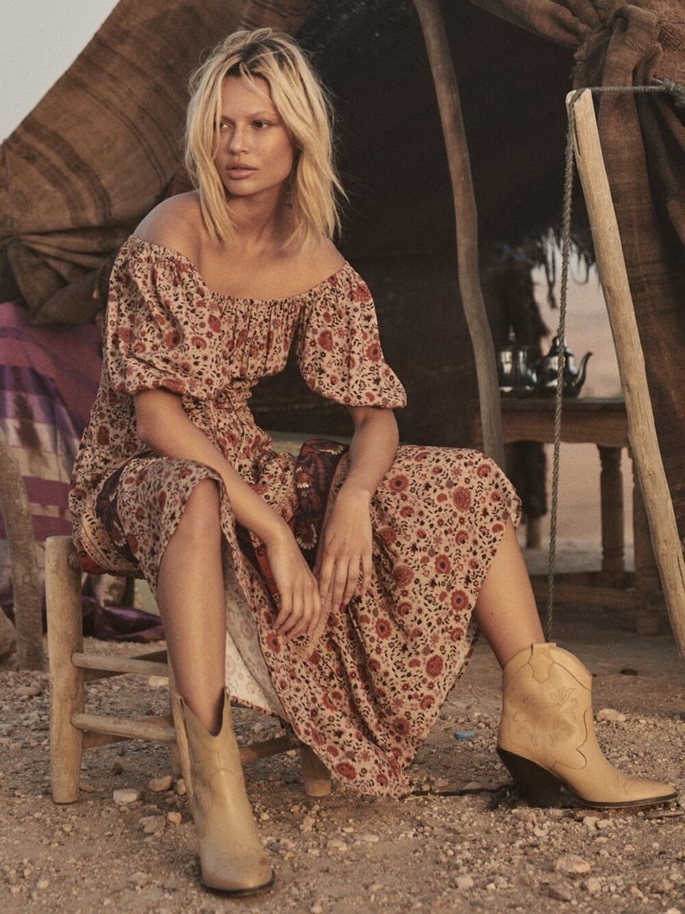 Spell & the Gypsy Western Bohemian Lady Untamed Midi Dress XL Retro 70s Wench